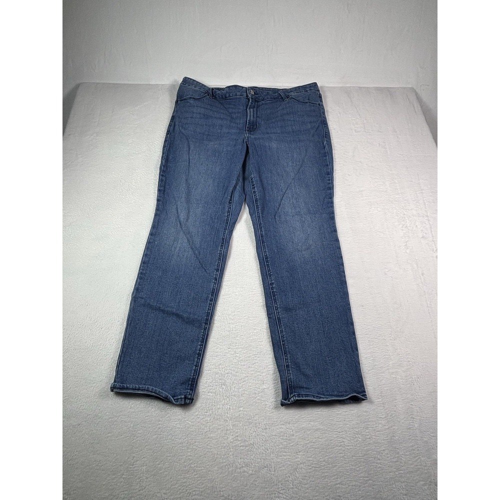 Old Navy O.G. Straight Jeans Women's 20 High Rise Stretch Medium Wash Blue Denim